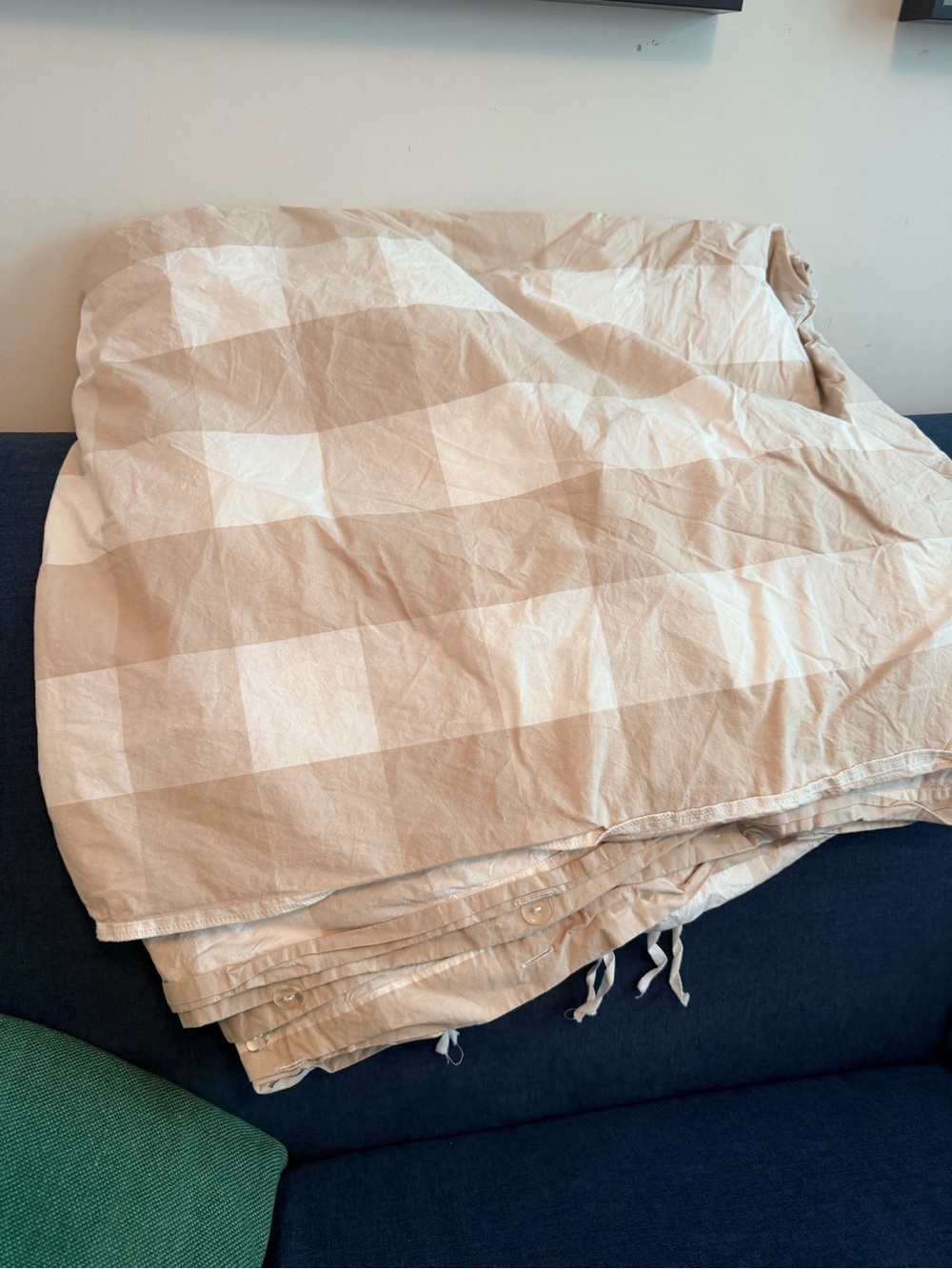 Ballard Duvet! Sandalwood Queen / Full Gwyneth Buffalo Check Duvet Cover - Picture 4 of 7